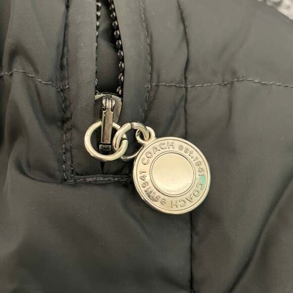 Coach New York Black Puffer Jacket with Leather Trim, Women's Size M - Picture 6 of 6